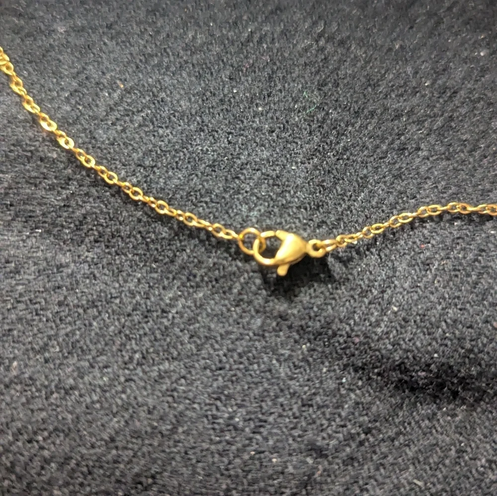 Gold Tone Pink and Orange Dinosaur Pendant Statement Necklace